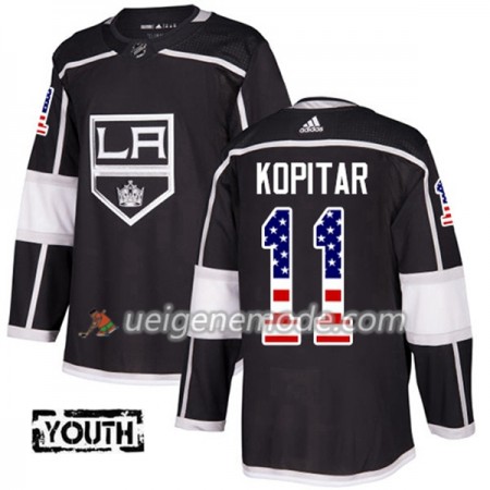 Kinder Eishockey Los Angeles Kings Trikot Anze Kopitar 11 Adidas 2017-2018 Schwarz USA Flag Fashion Authentic